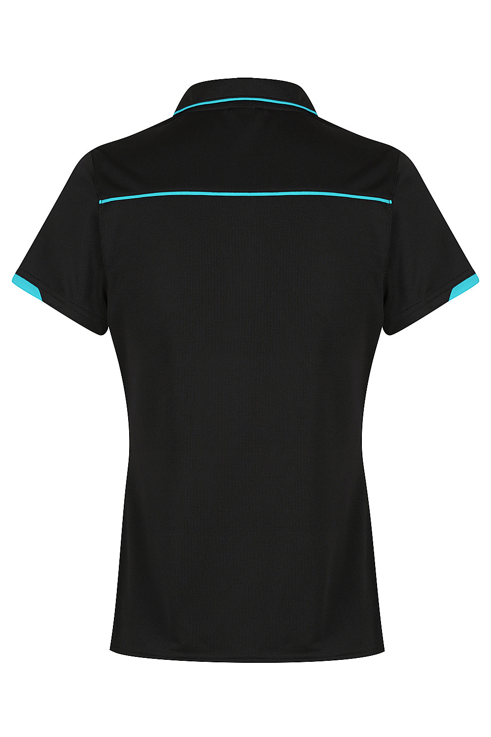 Navy blue t-shirt with a small logo on a white background