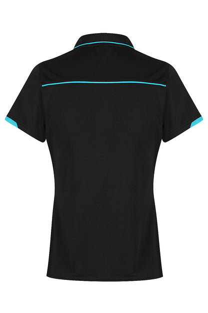 Navy blue t-shirt with a small logo on a white background