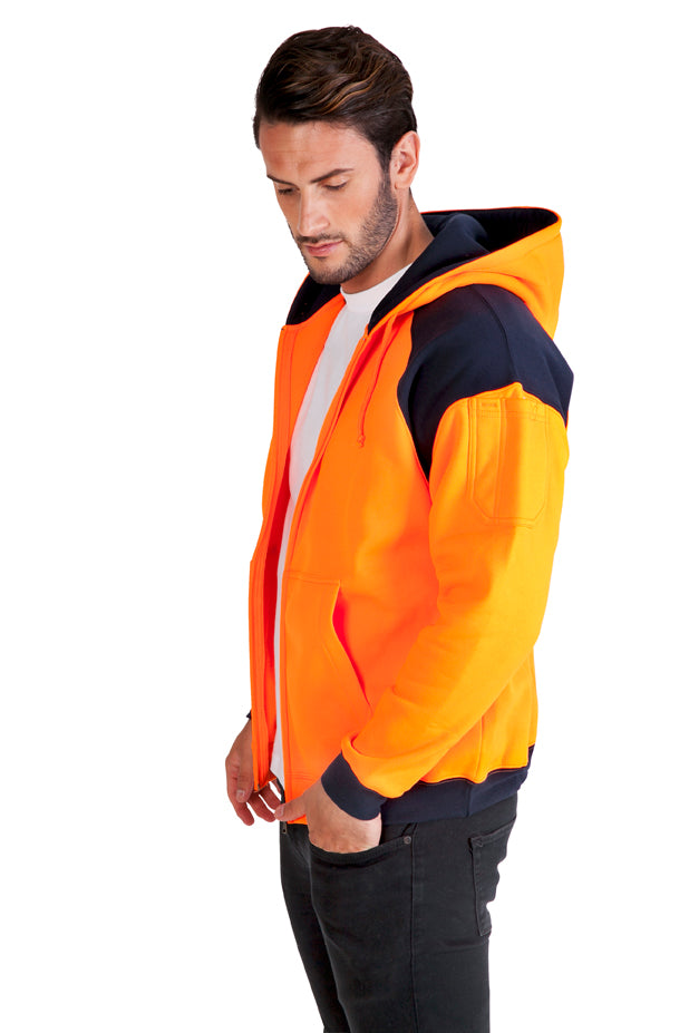Ramo Men's Hi-Vis Shoulder Contrast Zip Hoodie | F303HZW