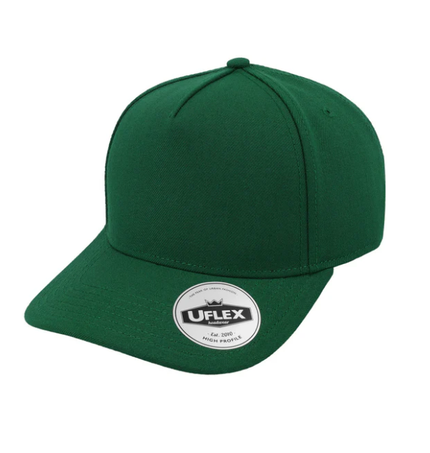 Green cap with a UFlex logo on a white background