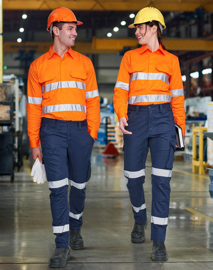 Unisex cotton stretch rip-stop work pants with segmented tape -WP26hv