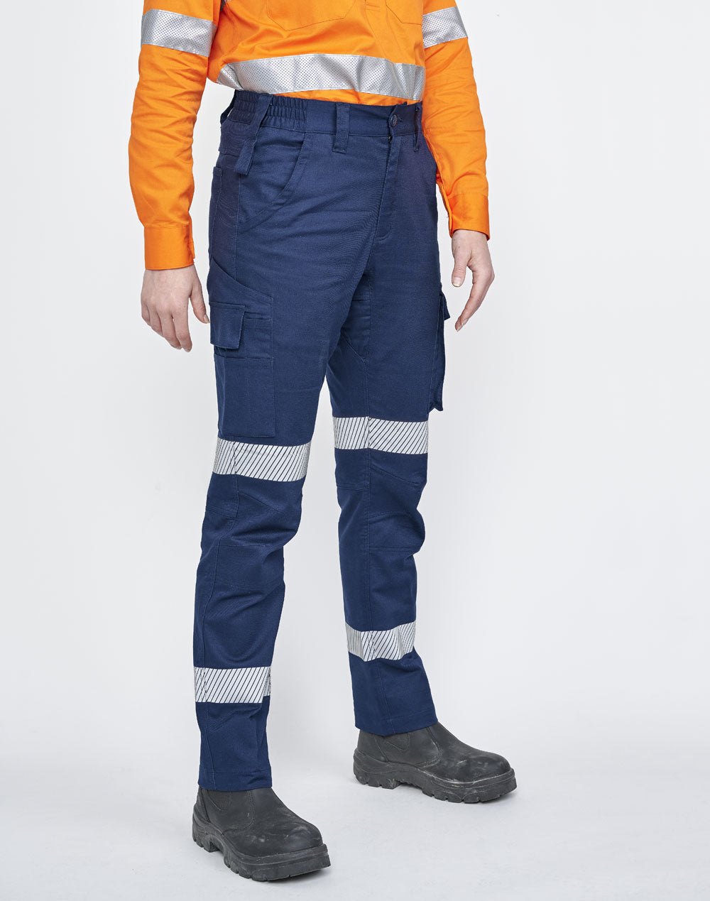 Unisex cotton stretch rip-stop work pants with segmented tape -WP26hv