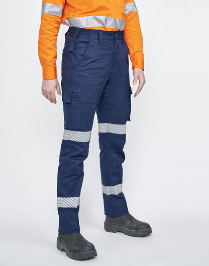 Unisex cotton stretch rip-stop work pants with segmented tape -WP26hv