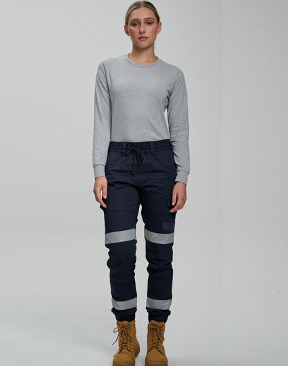 Unisex Cotton Stretch Drill Cuffed Work Pants with Tapes -WP28HV