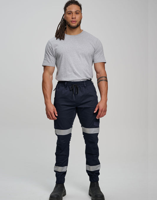 Unisex Cotton Stretch Drill Cuffed Work Pants with Tapes -WP28HV