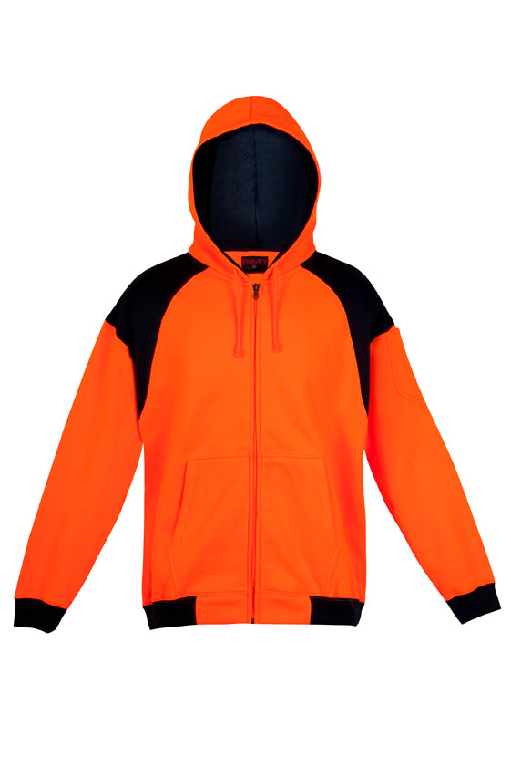 Orange and black hoodie on a white background