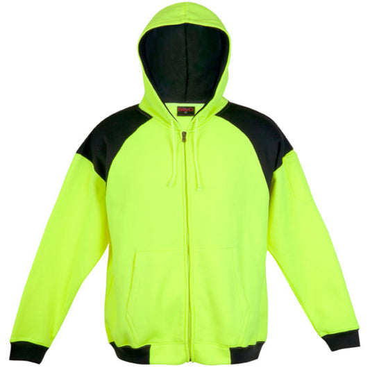 Neon green and black hoodie on a white background